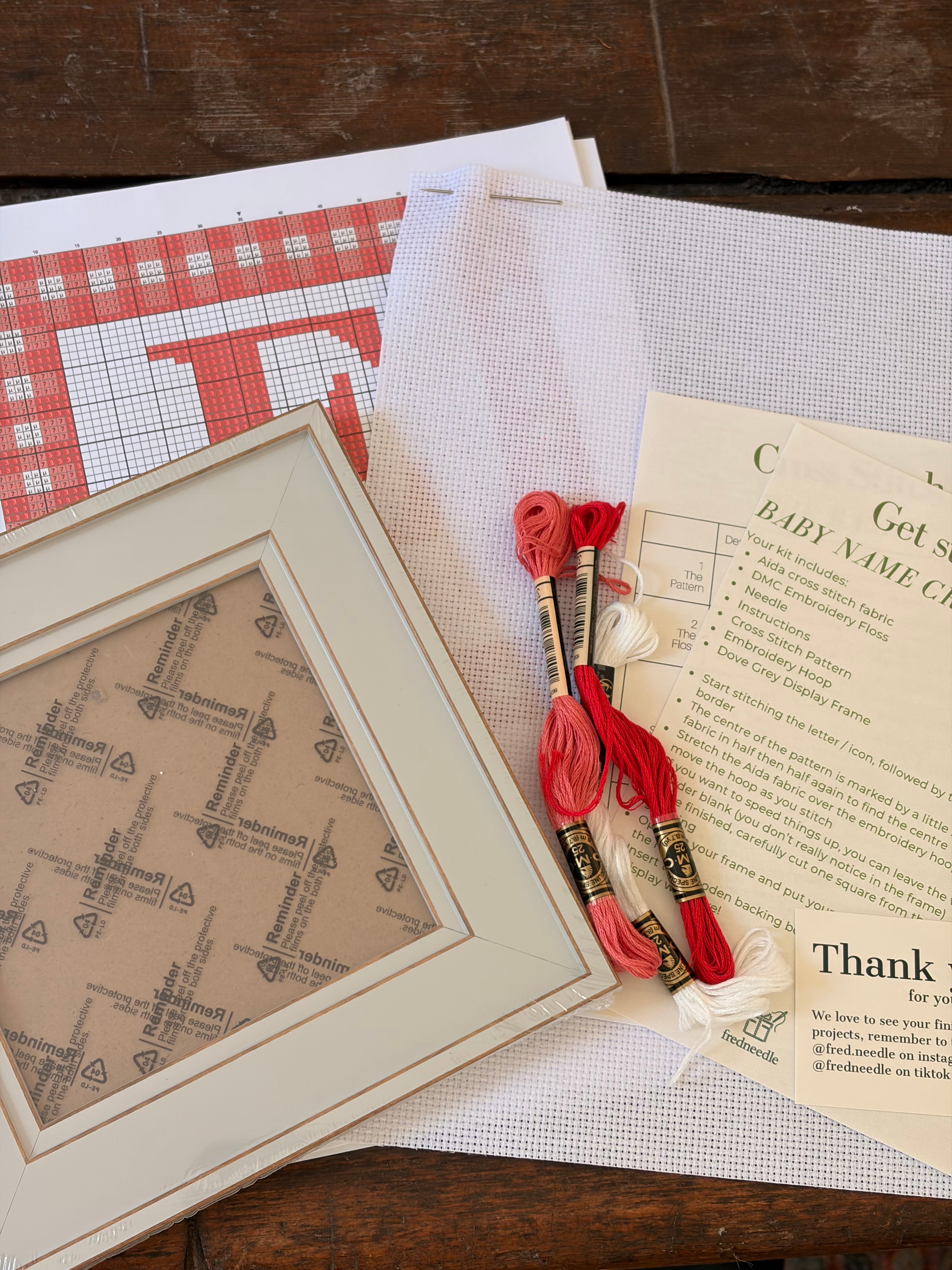 Stitch Your Own Baby Name Keepsake Kit with Frame - Nursery Icon