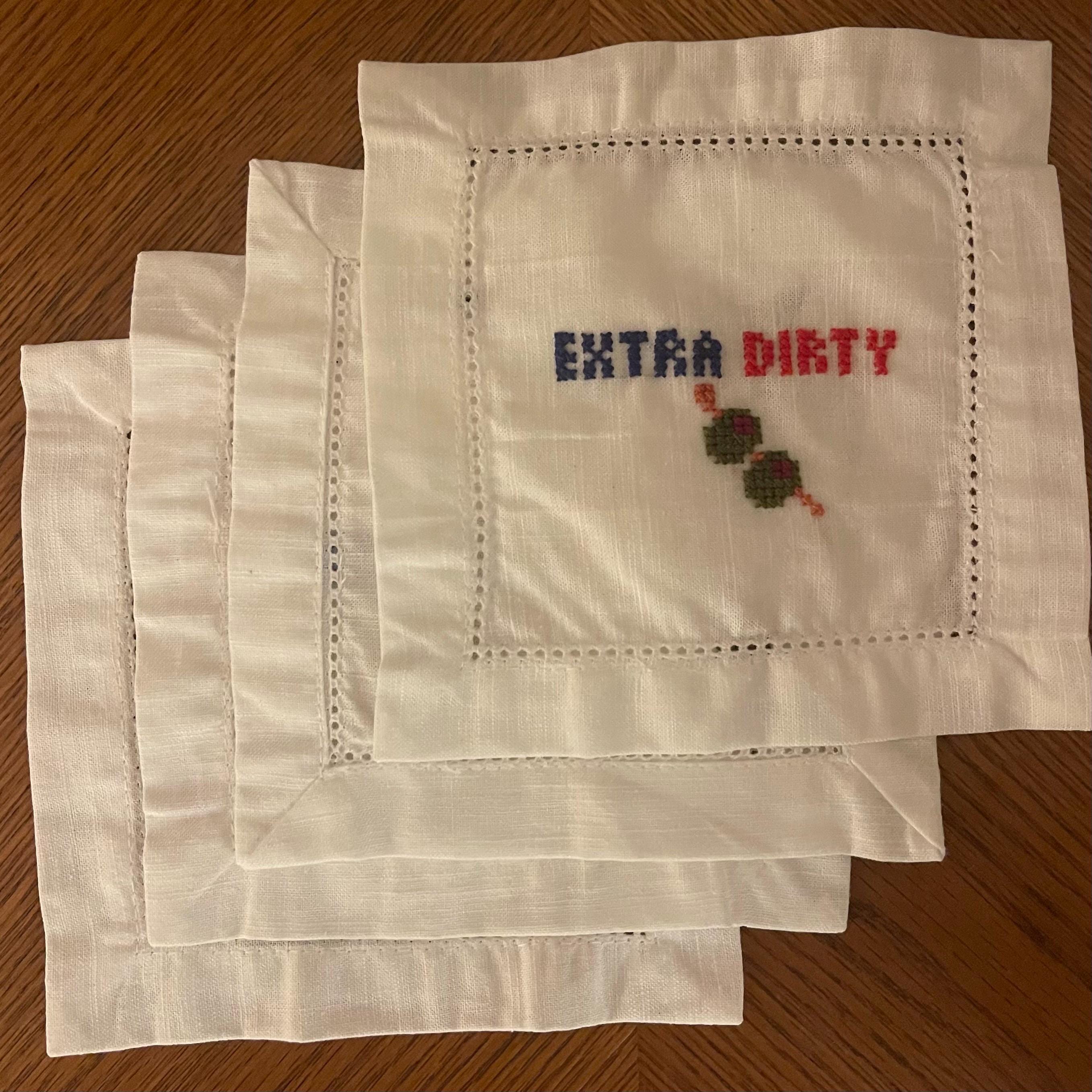 Stitch Your Own Cocktail Napkins - Iconic Phrases