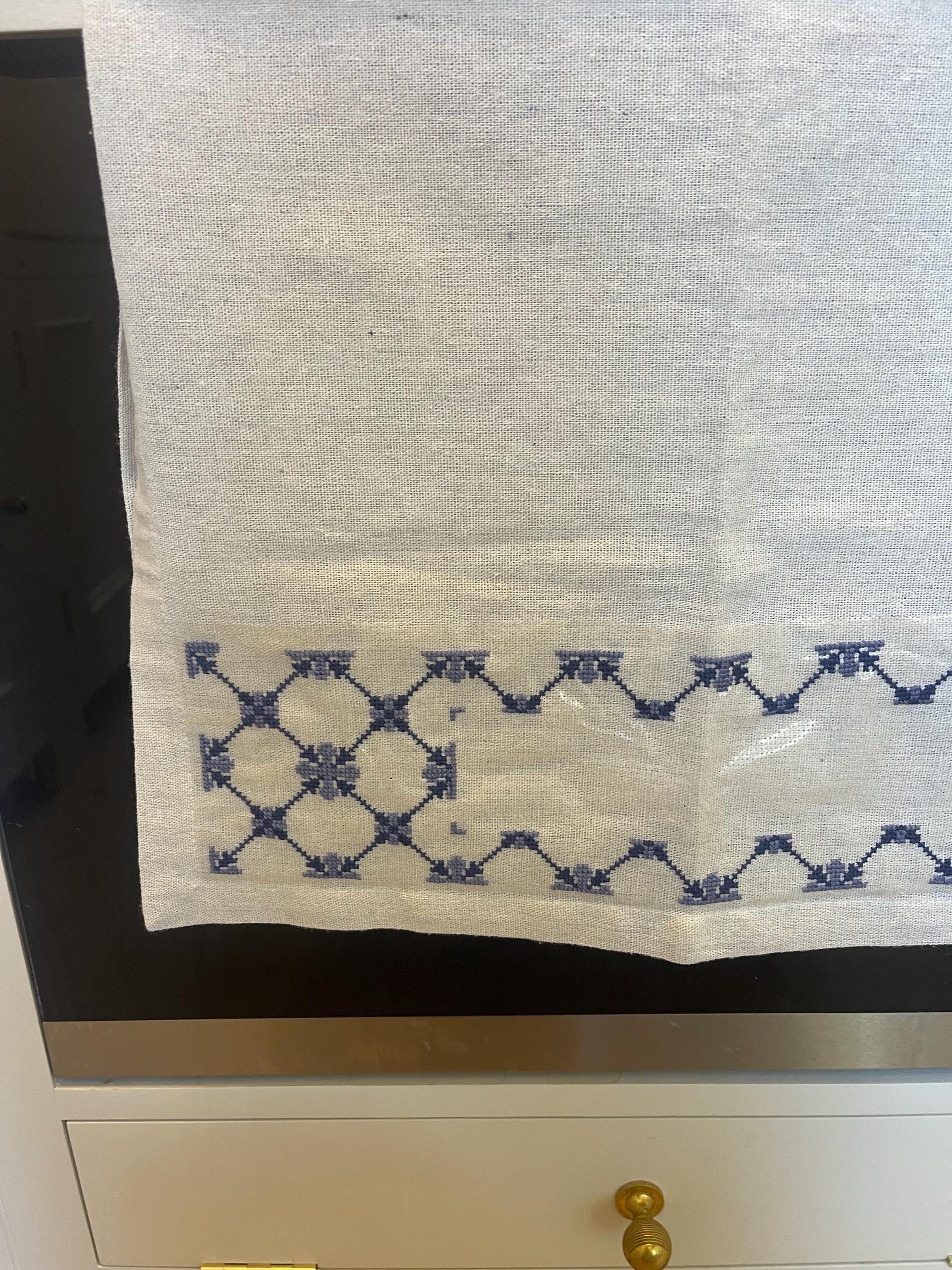 Stitch Your Own Kitchen Tea Towel - Geometric Blue