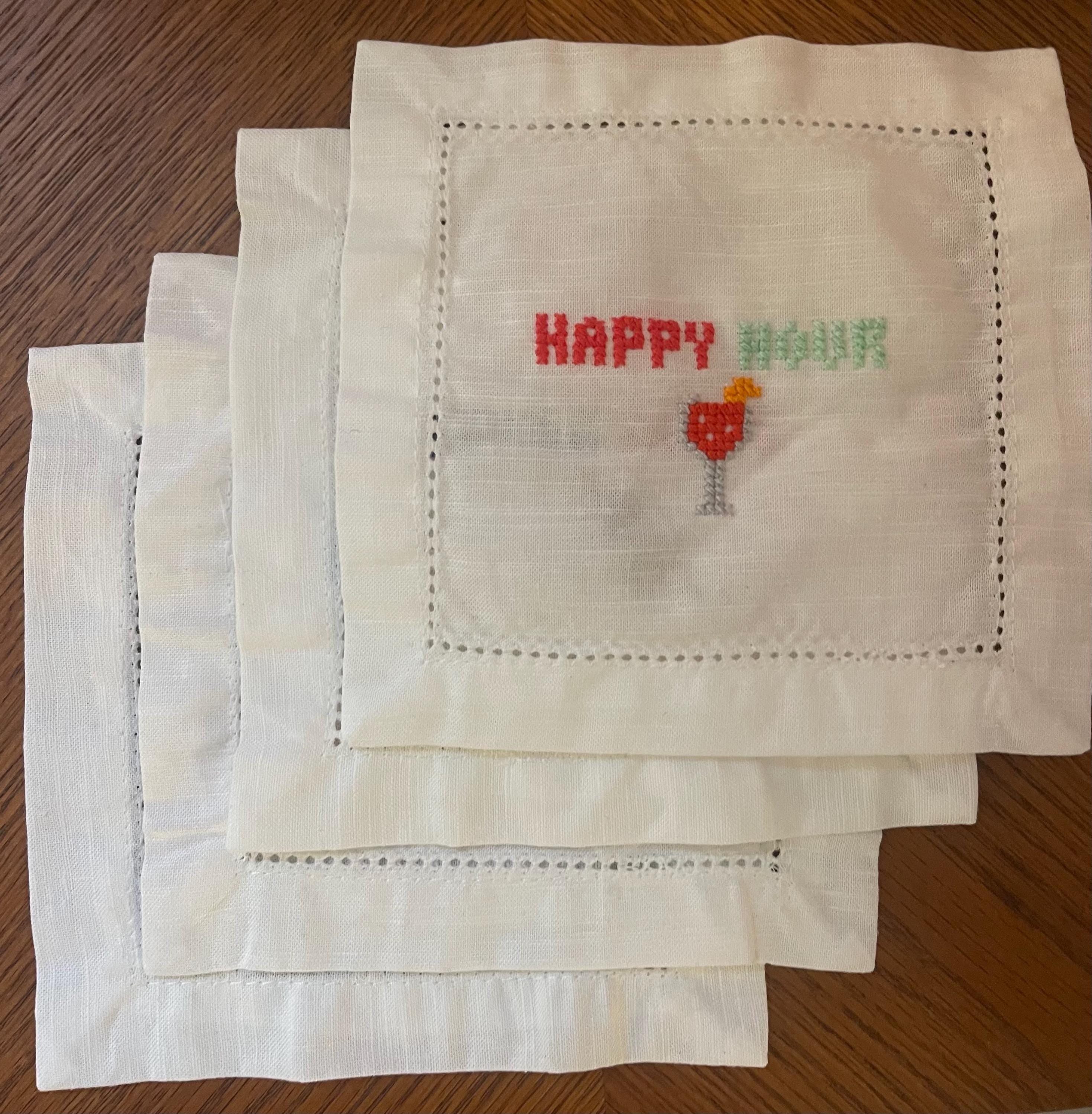 Stitch Your Own Cocktail Napkins - Iconic Phrases