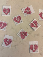 Heart Letter Cross Stitch Pattern Stickers - Individual Letters