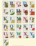 Food Alphabet Tea Towel Stitch Along - Full Kit (Cross Stitch Pattern Stickers, Tea Towel, Thread)