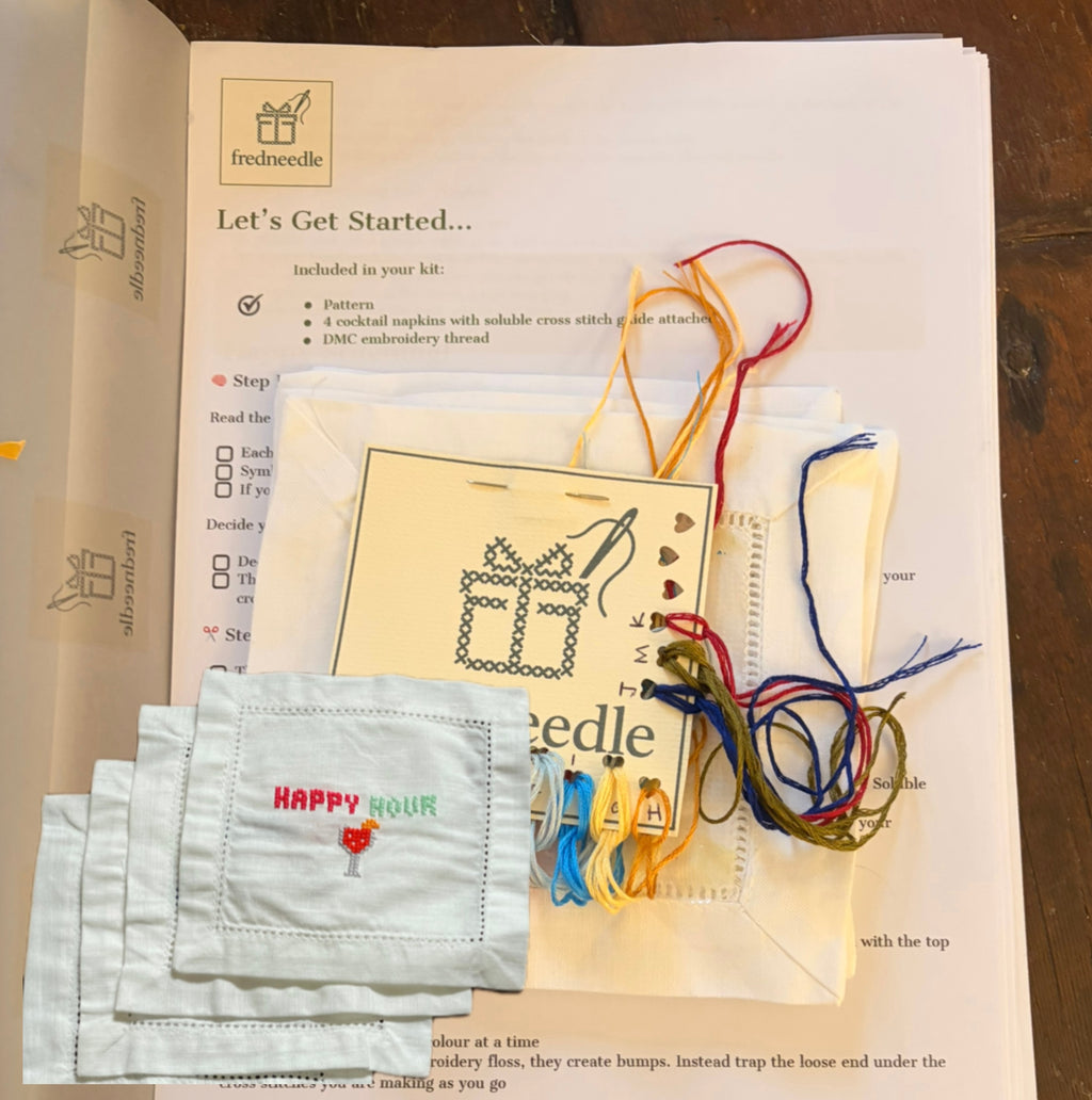 Stitch Your Own Cocktail Napkins - Iconic Phrases