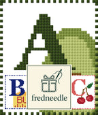 Food Alphabet Tea Towel - Cross Stitch Pattern Stickers Full Alphabet