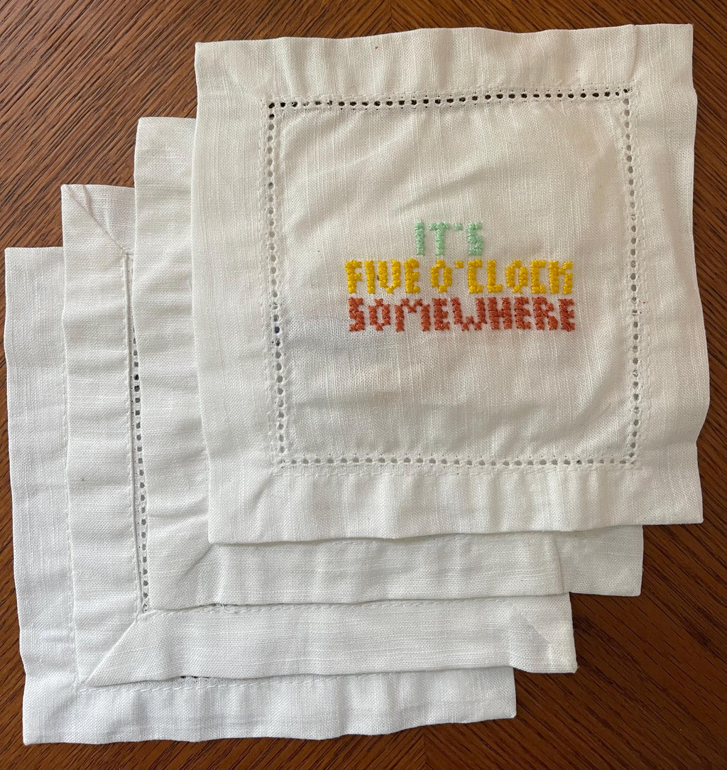 Stitch Your Own Cocktail Napkins - Iconic Phrases