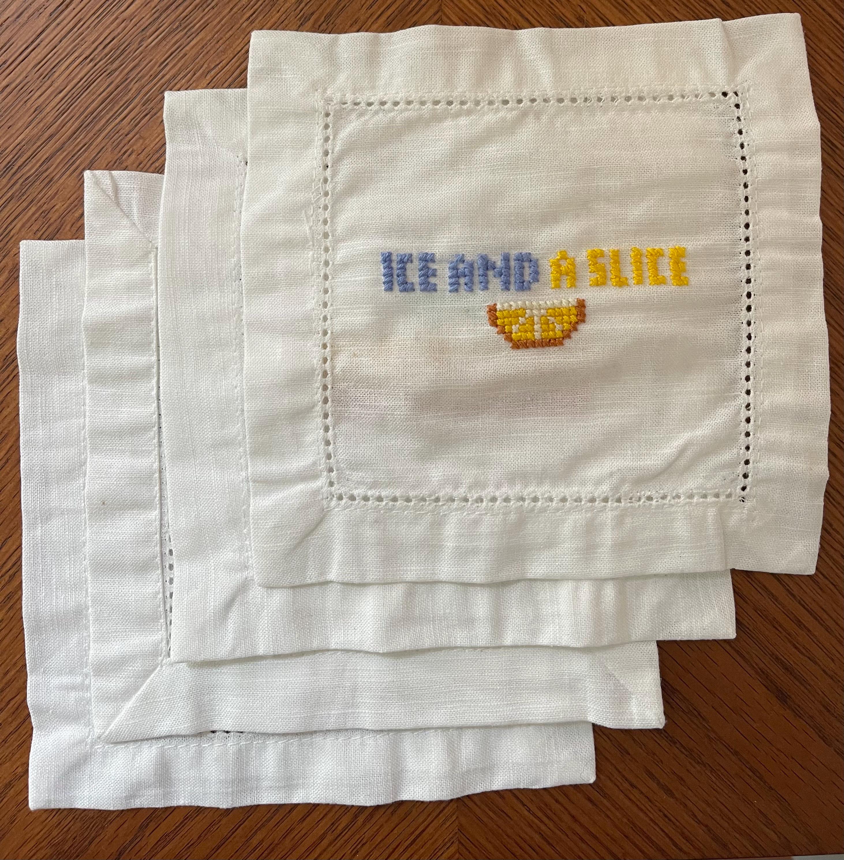 Stitch Your Own Cocktail Napkins - Iconic Phrases