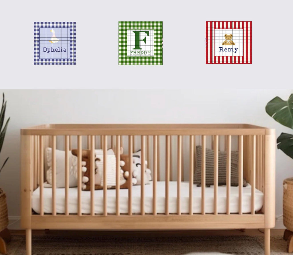Personalised Baby Name & Motif Cross Stitch Digital Pattern